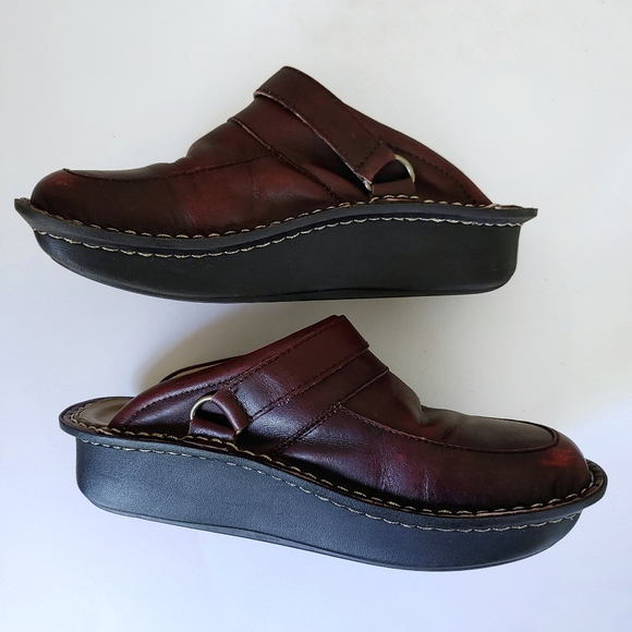 Alegria Seville Clog Chunky Leather Shoe Size 7 - 7.5 EU 37 Burgundy - Picture 8 of 16